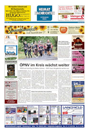 Heimatnachrichten Rotenburg/Bebra vom 29.08.2026