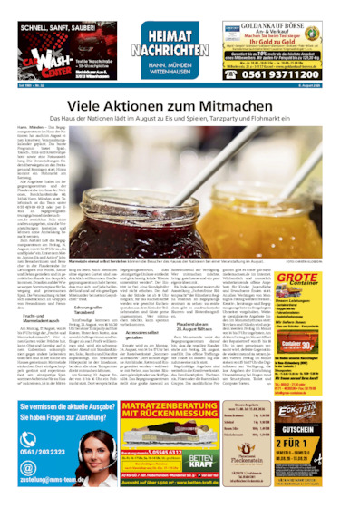 Heimatnachrichten Witzenhausen/Hann. Münden vom 08.08.2026