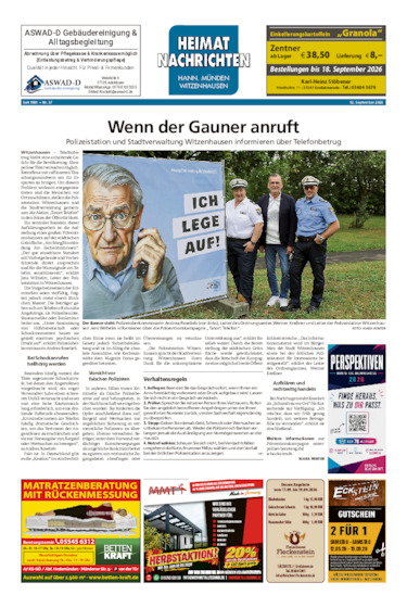 Heimatnachrichten Witzenhausen/Hann. Münden vom 12.09.2026