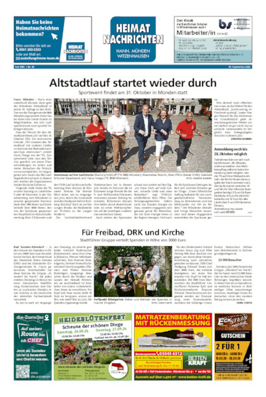 Heimatnachrichten Witzenhausen/Hann. Münden vom 19.09.2026