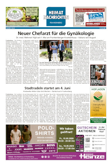 Heimatnachrichten Frankenberg vom 16.05.2026