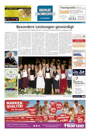Heimatnachrichten Frankenberg vom 04.07.2026