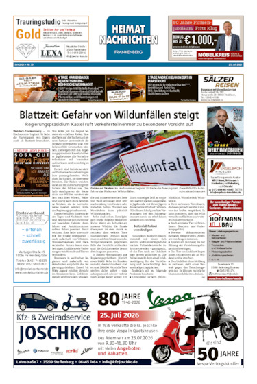 Heimatnachrichten Frankenberg vom 25.07.2026