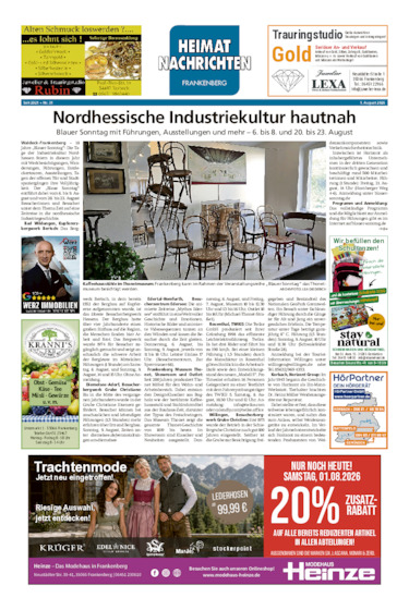 Heimatnachrichten Frankenberg vom 01.08.2026