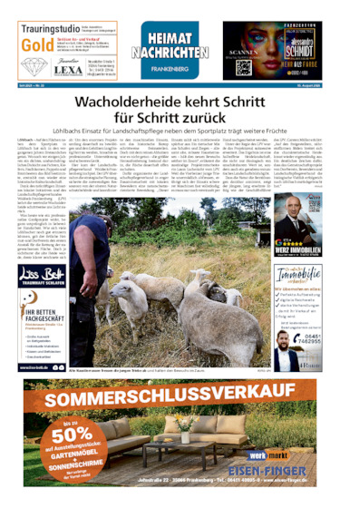 Heimatnachrichten Frankenberg vom 15.08.2026