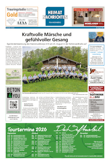 Heimatnachrichten Frankenberg vom 22.08.2026