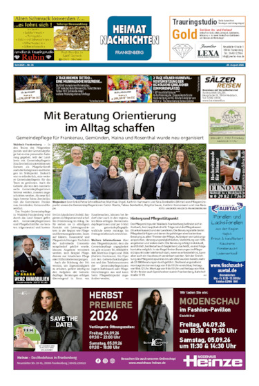 Heimatnachrichten Frankenberg vom 29.08.2026