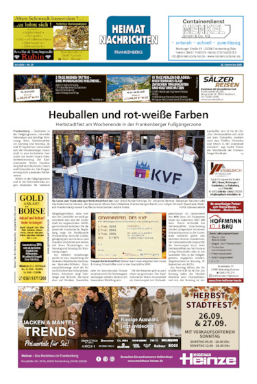 Heimatnachrichten Frankenberg vom 26.09.2026