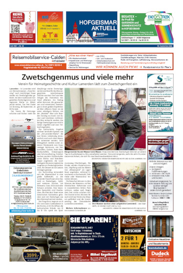Hofgeismar Aktuell vom 19.09.2026