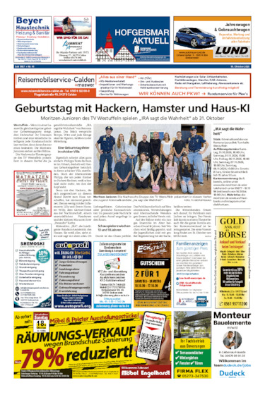 Hofgeismar Aktuell vom 10.10.2026